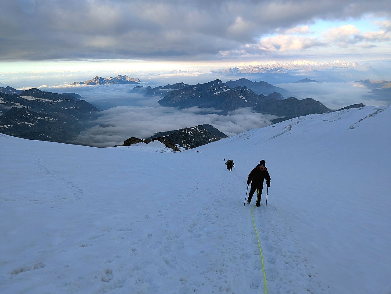 Glacier terrain on Monte Rosa with fresh snow cover