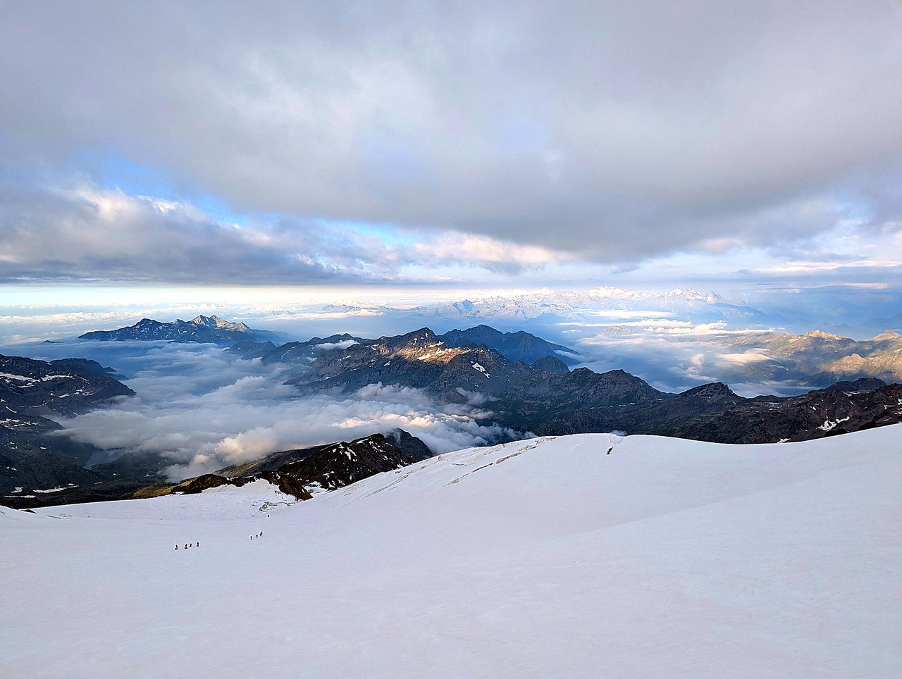 Rocky ridge on Monte Rosa with steep terrain below